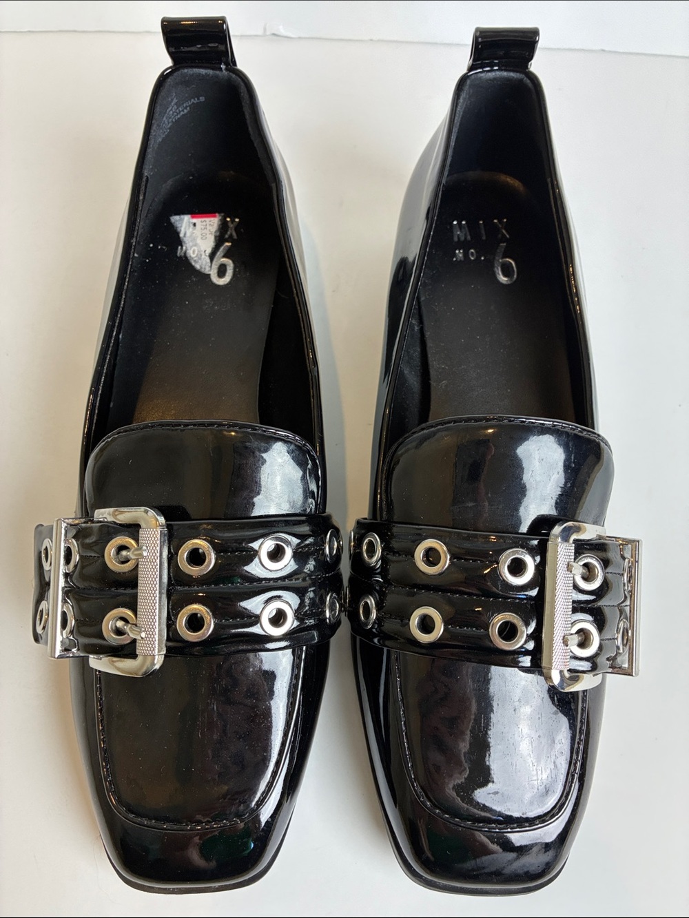 Mix No. 6 Piercie Black Patent Leather Loafer Shoes Metallic Grommet Buckle 7.5 - Picture 14 of 14